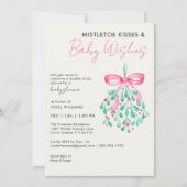 Invitation de Baby shower de Mistletoe rose pour l (Devant)