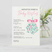 Invitation de Baby shower de Mistletoe rose pour l (Debout devant)