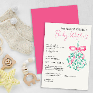 Invitation de Baby shower de Mistletoe rose pour l