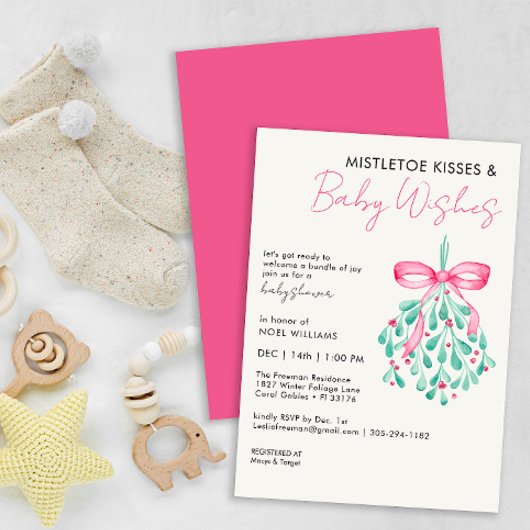 Invitation de Baby shower de Mistletoe rose pour l