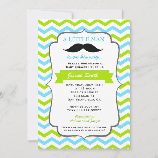 Invitation de baby shower de moustache (Devant)