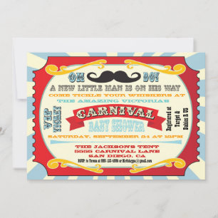 Invitation de baby shower de moustache de carnaval