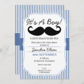 Invitation de baby shower de moustache de garçons (Devant / Derrière)
