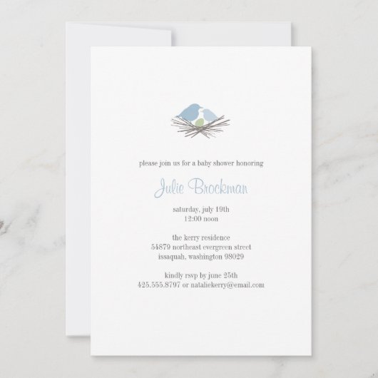 Invitation de baby shower de nid d'oiseau (Devant)