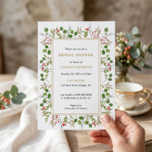 Invitation de baby shower de Noël avec feuillage