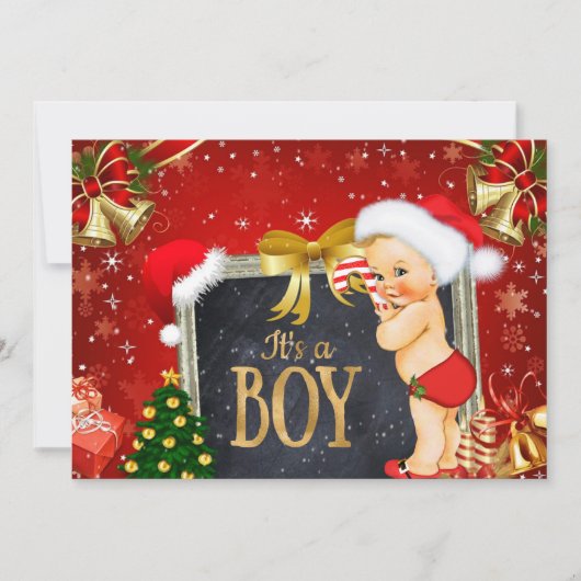 Invitation de baby shower de Noël avec un cru (Devant)