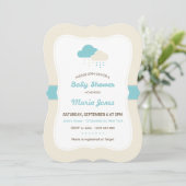 Invitation de Baby shower de nuage Turquoise (Debout devant)
