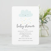 Invitation de Baby shower de nuages pluvieux migno (Debout devant)