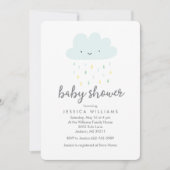 Invitation de Baby shower de nuages pluvieux migno (Devant)