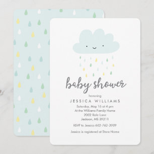 Invitation de Baby shower de nuages pluvieux migno