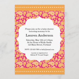 Invitation de baby shower de Paisley - orange