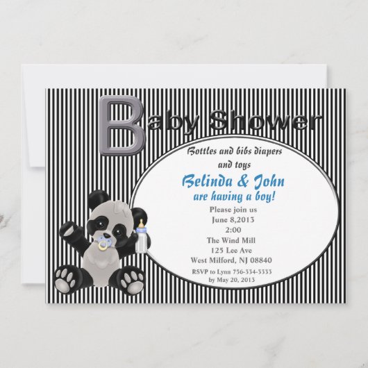 Invitation de baby shower de panda de bébé de (Devant)