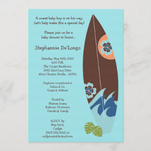 invitation de baby shower de panneaux de surf de