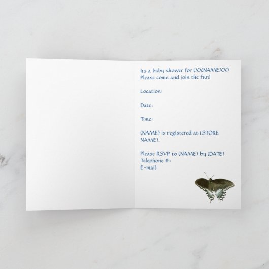 Invitation de baby shower de papillon (Intérieur)