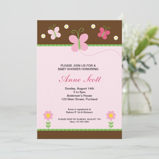 Invitation de baby shower de papillon (Debout devant)
