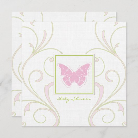 Invitation de baby shower de papillon (Devant / Derrière)