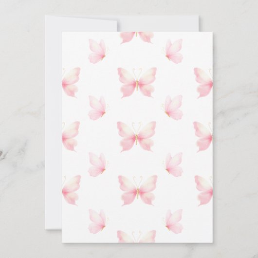 Invitation de Baby shower de papillon rose (Dos)