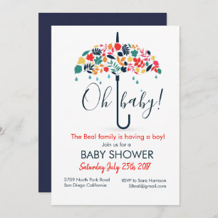Invitation de baby shower de parapluie