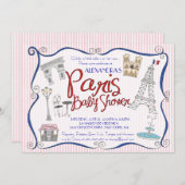 Invitation de baby shower de Paris (Devant / Derrière)