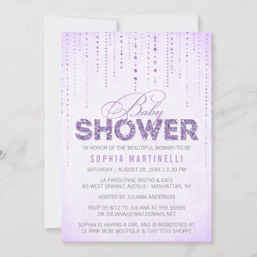 Invitation de Baby shower de Parties scintillant d (Devant)