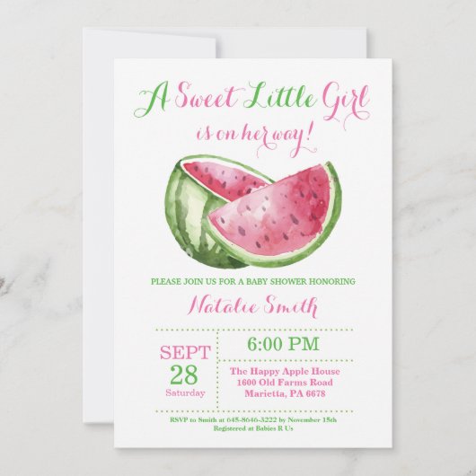 Invitation de baby shower de pastèque (Devant)