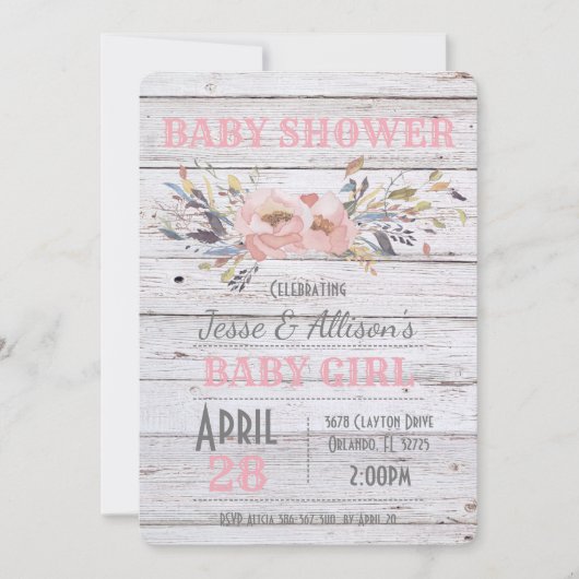 Invitation de Baby shower de pays rustique (Devant)