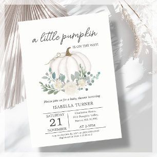 Invitation de Baby shower de petit Citrouille blan