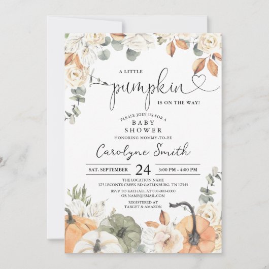 Invitation de Baby shower de petit Citrouille modi (Devant)