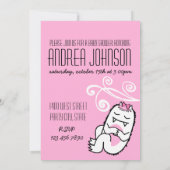 Invitation de Baby shower de petit monstre (fille) (Dos)