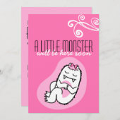 Invitation de Baby shower de petit monstre (fille) (Devant / Derrière)