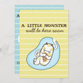 Invitation de Baby shower de petit monstre (garçon (Devant / Derrière)