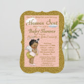 Invitation de baby shower de petite fille, rose, (Debout devant)