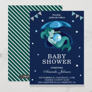 Invitation de baby shower de petite sirène verte m