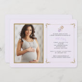 Invitation de baby shower de photo de hochet de (Devant / Derrière)