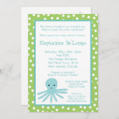 Invitation de Baby shower de pieuvre océanique {TB (Devant / Derrière)