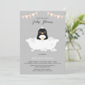 Invitation de Baby shower de pingouin (Debout devant)