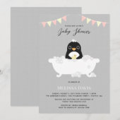 Invitation de Baby shower de pingouin (Devant / Derrière)