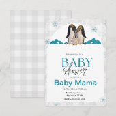 Invitation de Baby shower de pingouin (Devant / Derrière)