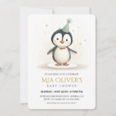 Invitation de Baby shower de pingouin (Devant)