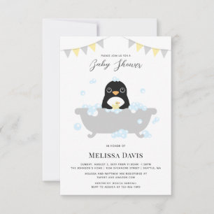 Invitation de Baby shower de pingouin
