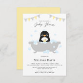 Invitation de Baby shower de pingouin (Devant / Derrière)