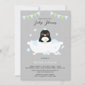 Invitation de Baby shower de pingouin (Devant)
