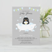 Invitation de Baby shower de pingouin (Debout devant)