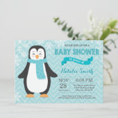 Invitation de baby shower de pingouin d'Aqua (Debout devant)