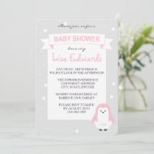 Invitation de baby shower de pingouin de roses (Debout devant)