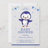 Invitation de Baby shower de pingouin mignon (Devant)