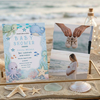 Invitation de Baby Shower de plage esthétique mode