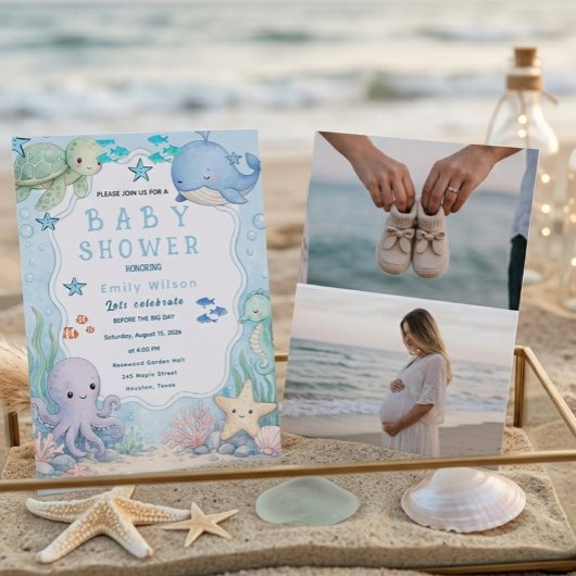 Invitation de Baby Shower de plage esthétique mode