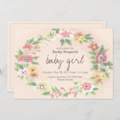 Invitation de Baby shower de point de croix de cou (Devant / Derrière)