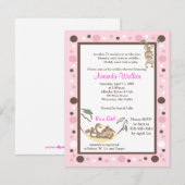 Invitation de Baby shower de point rose 4 x 5 pour (Devant / Derrière)